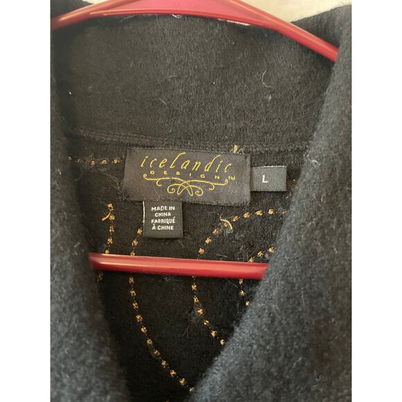 IceIandic Designs Swirls Boiled Wool Button Front Black Gold Jacket Large Women - Picture 3 of 6